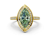 Yellow gold Fancy Green Marquise  Cut Halo Pave Split Shank Prong Setting Ring_32
