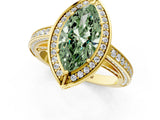 Yellow gold Fancy Green Marquise  Cut Halo Pave Split Shank Prong Setting Ring_33