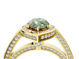 Yellow gold Fancy Green Marquise  Cut Halo Pave Split Shank Prong Setting Ring_36