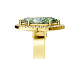 Yellow gold Fancy Green Marquise Cut Halo Round Diamond Twist Band with Four-Prong Setting_5