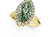 Yellow gold Fancy Green Marquise  Cut Halo Solitaire Engagement Ring with Square Band and Four-Prong Setting_115
