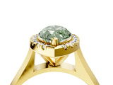 Yellow gold Fancy Green Marquise  Cut Halo Solitaire Engagement Ring with Square Band and Four-Prong Setting_70