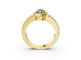 Yellow gold Fancy Green Marquise  Cut Halo Split Shank Diamond Ring with Four-Prong Setting_48
