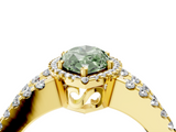 Yellow gold Fancy Green Marquise  Cut Halo Split Shank Diamond Ring with Four-Prong Setting_49