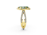 Yellow gold Fancy Green Marquise  Cut Halo Split Shank Pave Set Ring_81