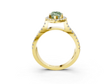 Yellow gold Fancy Green Marquise  Cut Halo Split Shank Pave Set Ring_82