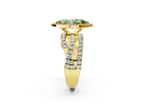 Yellow gold Fancy Green Marquise  Cut Halo Split Shank Prong Setting Ring_14