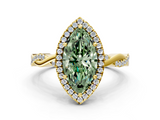 Yellow gold Fancy Green Marquise  Cut Halo Twisted Band Four-Prong Ring_19