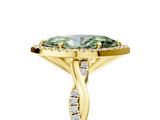 Yellow gold Fancy Green Marquise  Cut Halo Twisted Band Four-Prong Ring_24