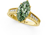 Yellow gold Fancy Green Marquise  Cut Milgrain Channel Set Engagement Ring with Solitaire Prong Setting_68