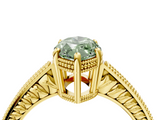 Yellow gold Fancy Green Marquise  Cut Milgrain Channel Set Engagement Ring with Solitaire Prong Setting_71