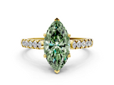Yellow gold Fancy Green Marquise  Cut Pavé Band Solitaire Ring with Four-Prong Setting_42