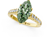 Yellow gold Fancy Green Marquise  Cut Pavé Band Solitaire Ring with Four-Prong Setting_43