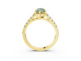 Yellow gold Fancy Green Marquise  Cut Pavé Band Solitaire Ring with Four-Prong Setting_45
