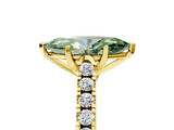 Yellow gold Fancy Green Marquise  Cut Pavé Band Solitaire Ring with Four-Prong Setting_47