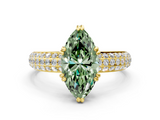 Yellow gold Fancy Green Marquise  Cut Pave Diamond Engagement Ring with Channel Set Band and Four-Prong Setting_20