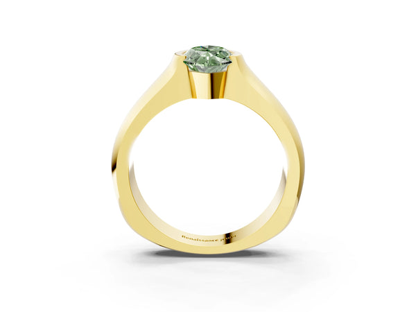 Yellow Gold Marquise Half Bezel Engagement Ring Setting for Fancy Green Center - Design RJ-777