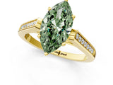 Yellow gold Fancy Green Marquise Cut Solitaire Cathedral Diamond Engagement Ring with Channel-Set Band and Four-Prong Setting_4