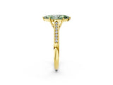 Yellow gold Fancy Green Marquise Cut Solitaire Cathedral Diamond Engagement Ring with Channel-Set Band and Four-Prong Setting_5