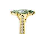 Yellow gold Fancy Green Marquise Cut Solitaire Cathedral Diamond Engagement Ring with Channel-Set Band and Four-Prong Setting_8