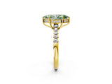 Yellow gold Fancy Green Marquise Cut Solitaire Diamond Engagement Ring with Pavé Band and Six-Prong Setting_14