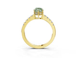 Yellow gold Fancy Green Marquise Cut Solitaire Diamond Engagement Ring with Pavé Band and Six-Prong Setting_15