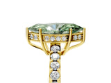 Yellow gold Fancy Green Marquise Cut Solitaire Diamond Engagement Ring with Pavé Band and Six-Prong Setting_17