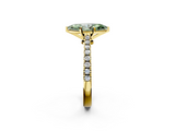 Yellow gold Fancy Green Marquise  Cut Solitaire Diamond Engagement Ring with Pave Band and Four-Prong Setting_149
