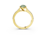 Yellow gold Fancy Green Marquise  Cut Solitaire Diamond Engagement Ring with Pave Band and Four-Prong Setting_150