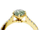 Yellow gold Fancy Green Marquise  Cut Solitaire Diamond Engagement Ring with Pave Band and Four-Prong Setting_151