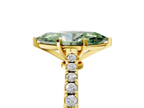 Yellow gold Fancy Green Marquise  Cut Solitaire Diamond Engagement Ring with Pave Band and Four-Prong Setting_152