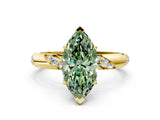 Yellow gold Fancy Green Marquise Cut Solitaire Diamond Engagement Ring with Twisted Pave Band and Four-Prong Setting_3