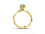 Yellow gold Fancy Green Marquise Cut Solitaire Diamond Engagement Ring with Twisted Pave Band and Four-Prong Setting_6
