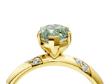 Yellow gold Fancy Green Marquise Cut Solitaire Diamond Engagement Ring with Twisted Pave Band and Four-Prong Setting_7