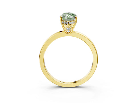 Yellow gold Fancy Green Marquise Cut Solitaire Diamond Ring with Prong Setting and Plain Band_3