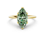 Yellow gold Fancy Green Marquise Cut Solitaire Diamond Ring with Six-Prong Setting and Classic Band_12