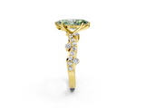 Yellow gold Fancy Green Marquise  Cut Solitaire Diamond Twisted Band with Pave Setting_68