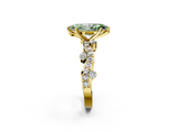 Yellow gold Fancy Green Marquise  Cut Solitaire Diamond Twisted Band with Pave Setting_69
