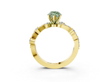 Yellow gold Fancy Green Marquise  Cut Solitaire Diamond Twisted Band with Pave Setting_70