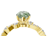 Yellow gold Fancy Green Marquise  Cut Solitaire Diamond Twisted Band with Pave Setting_71