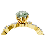 Yellow gold Fancy Green Marquise  Cut Solitaire Diamond Twisted Band with Pave Setting_72