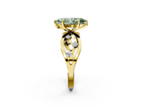 Yellow gold Fancy Green Marquise  Cut Solitaire Diamond with Side Stones on Criss-Cross Band and Four-Prong Setting_5
