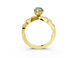 Yellow gold Fancy Green Marquise  Cut Solitaire Diamond with Side Stones on Criss-Cross Band and Four-Prong Setting_6