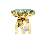 Yellow gold Fancy Green Marquise  Cut Solitaire Diamond with Side Stones on Criss-Cross Band and Four-Prong Setting_8