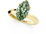 Yellow gold Fancy Green Marquise  Cut Solitaire Engagement Ring with Flat Band and Four-Prong Setting 2