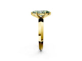 Yellow gold Fancy Green Marquise  Cut Solitaire Engagement Ring with Flat Band and Four-Prong Setting 3