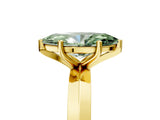 Yellow gold Fancy Green Marquise  Cut Solitaire Engagement Ring with Flat Band and Four-Prong Setting