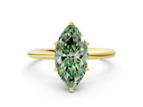 Yellow gold Fancy Green Marquise  Cut Solitaire Engagement Ring with Four-Prong Setting and Classic Band_20