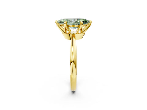 Yellow gold Fancy Green Marquise Cut Solitaire Engagement Ring with Six-Prong Setting and Tapered Band_2