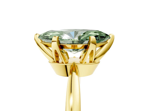 Yellow gold Fancy Green Marquise Cut Solitaire Engagement Ring with Six-Prong Setting and Tapered Band_5